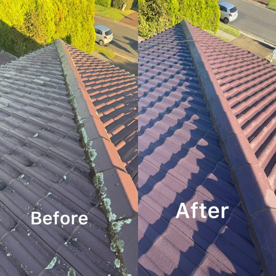 Before and after gutter cleaning work in pennant hills